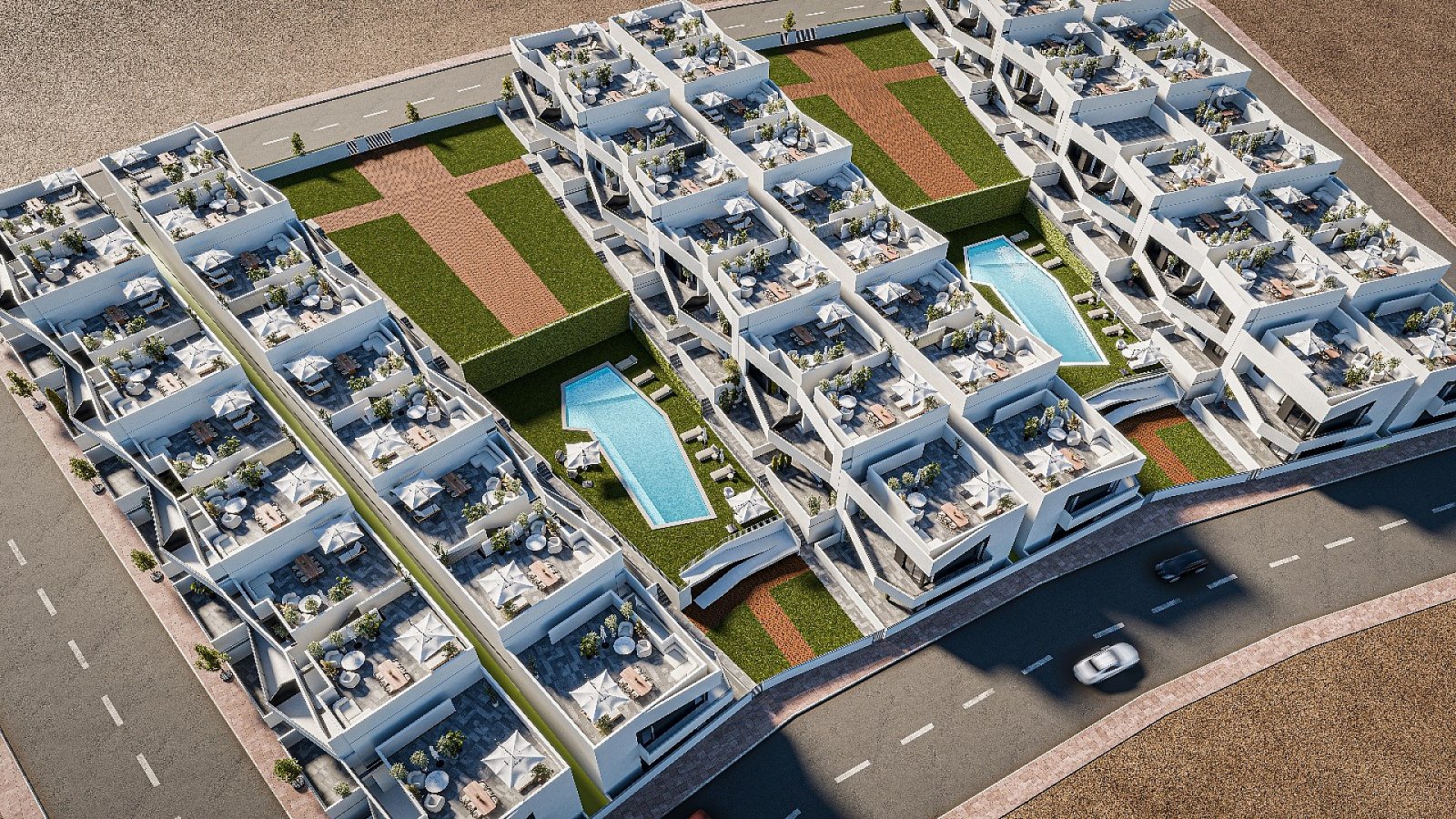 <p>Apartment with garden provided with 3 Bedrooms and 2 Bathrooms, communal swimming pool and no parking place. </p><p>Discover a new living concep...