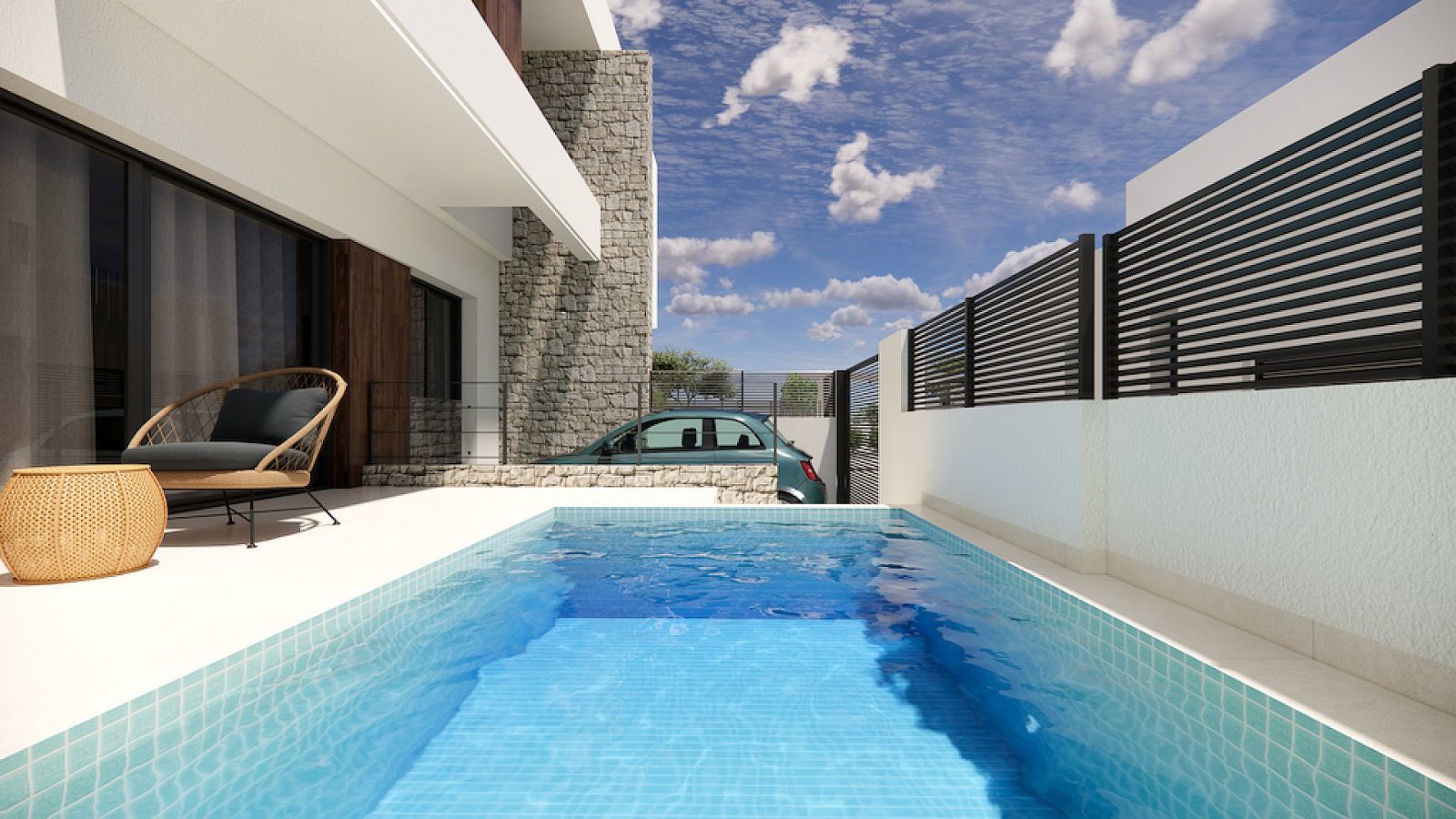 <p>Terraced villa provided with 3 Bedrooms and 3 Bathrooms, private swimming pool and parking space on own plot. </p><p>Small-scale complex with 8 ...