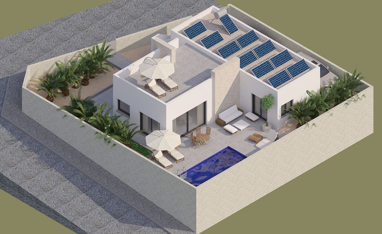 <p>Villa provided with 3 Bedrooms and 2 Bathrooms, private swimming pool and parking space on own plot. </p>