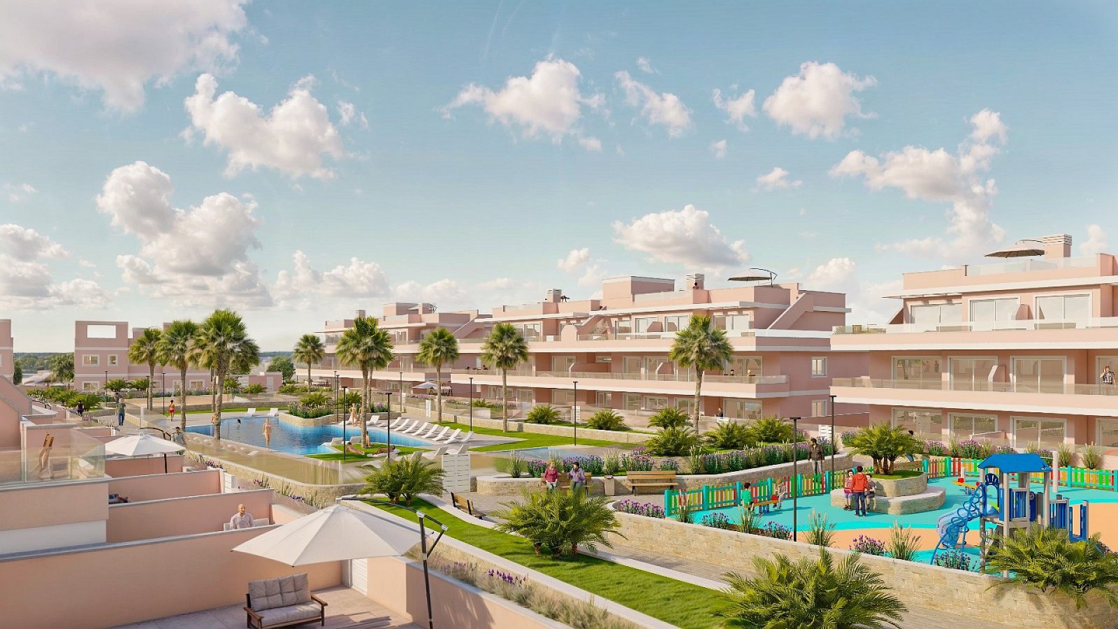 <p>Apartments - solarium provided with 3 Bedrooms and 2 Bathrooms, communal swimming pool and underground parking space. </p>