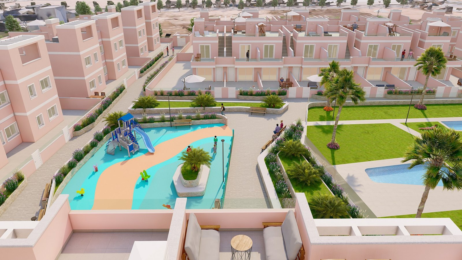 <p>Terraced villa provided with 3 Bedrooms and 2 Bathrooms, communal swimming pool and underground parking space. </p>