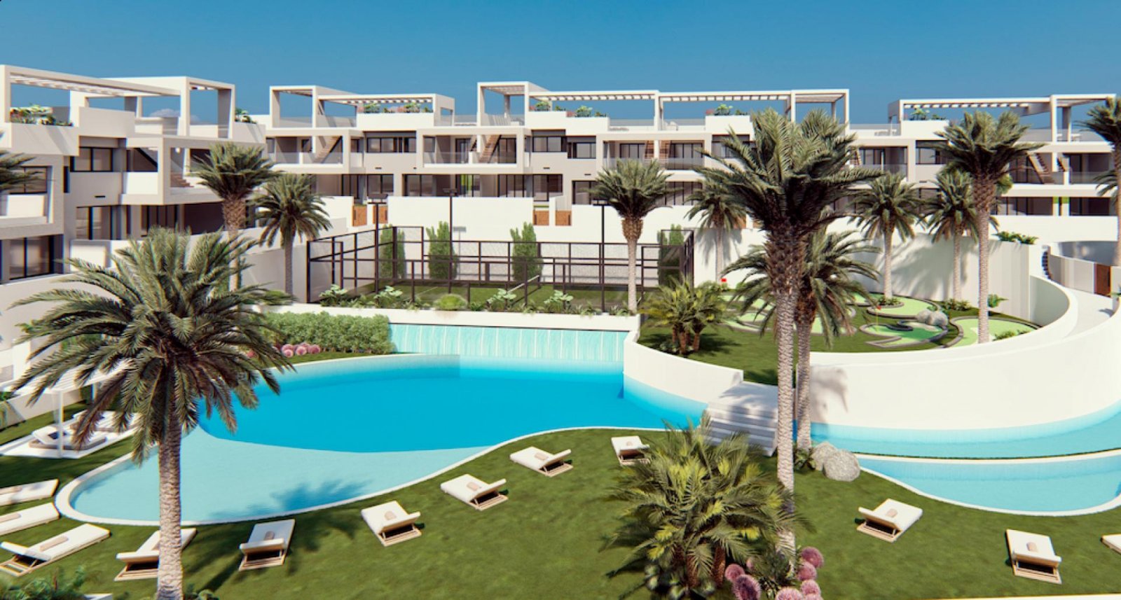 <p>Apartment with garden provided with 2 Bedrooms and 2 Bathrooms, communal swimming pool and optional underground parking space. </p><p>Modern apa...