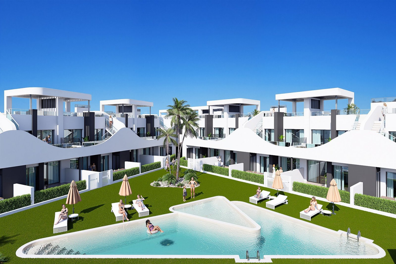 <p>Apartment with garden provided with 2 Bedrooms and 2 Bathrooms, communal swimming pool and parking spot. </p>