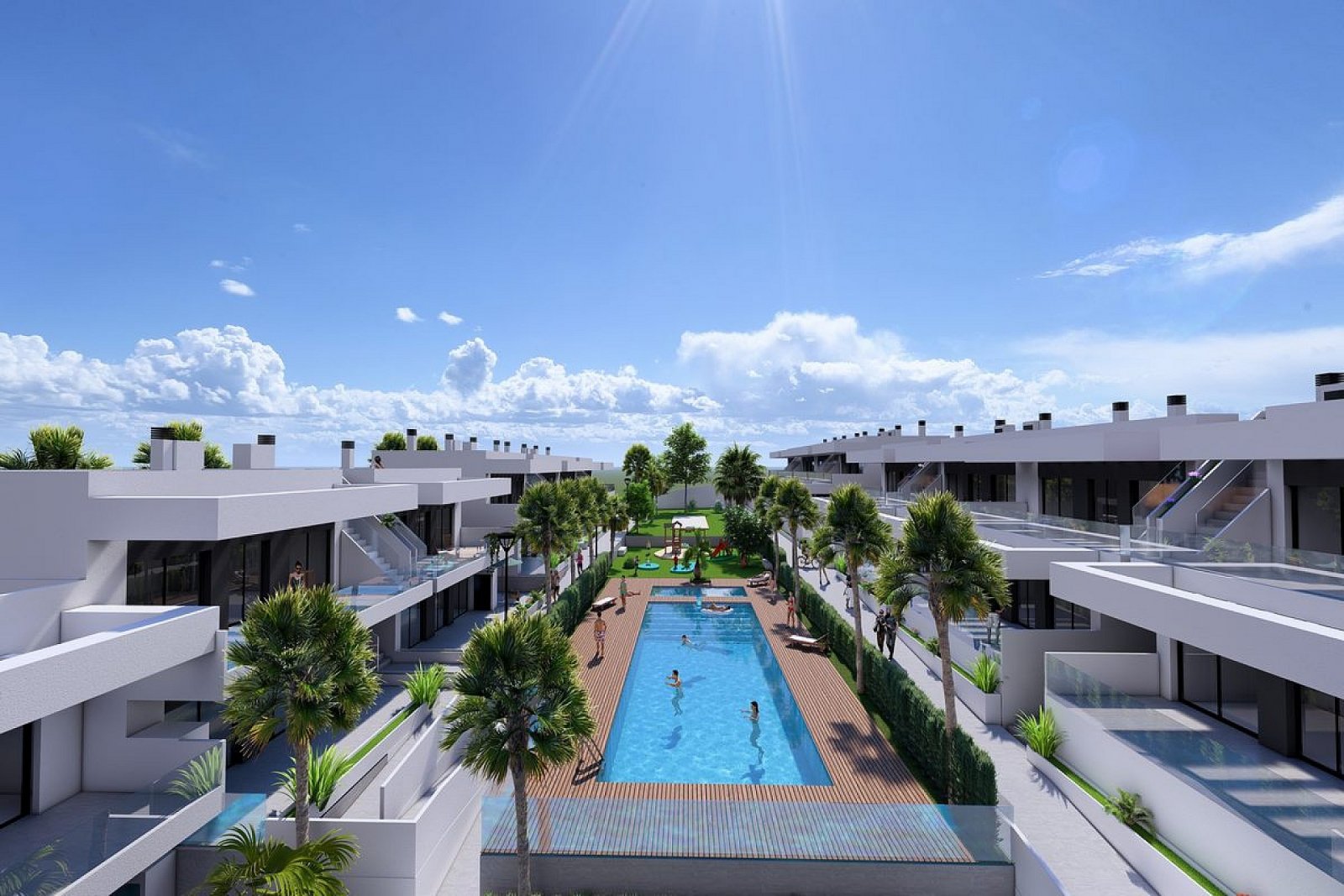 <p>Apartment with garden provided with 2 Bedrooms and 2 Bathrooms, communal swimming pool and parking spot. </p>