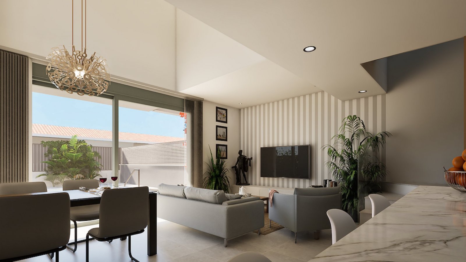Moderne Villa mit Dachterrasse und Meerblick