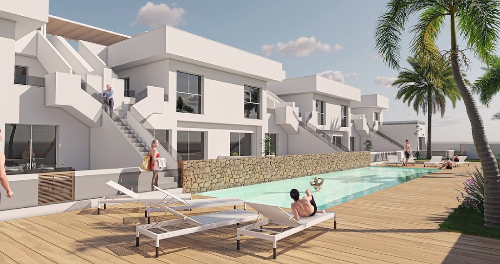 <p>Apartment with garden provided with 3 Bedrooms and 2 Bathrooms, communal swimming pool and parking space on own plot. </p><p>Small-scale complex...