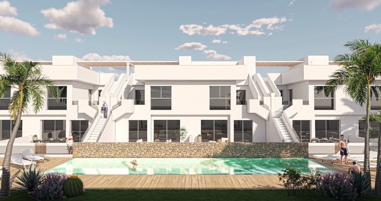 <p>Apartment with garden provided with 3 Bedrooms and 2 Bathrooms, communal swimming pool and parking space on own plot. </p><p>Small-scale complex...