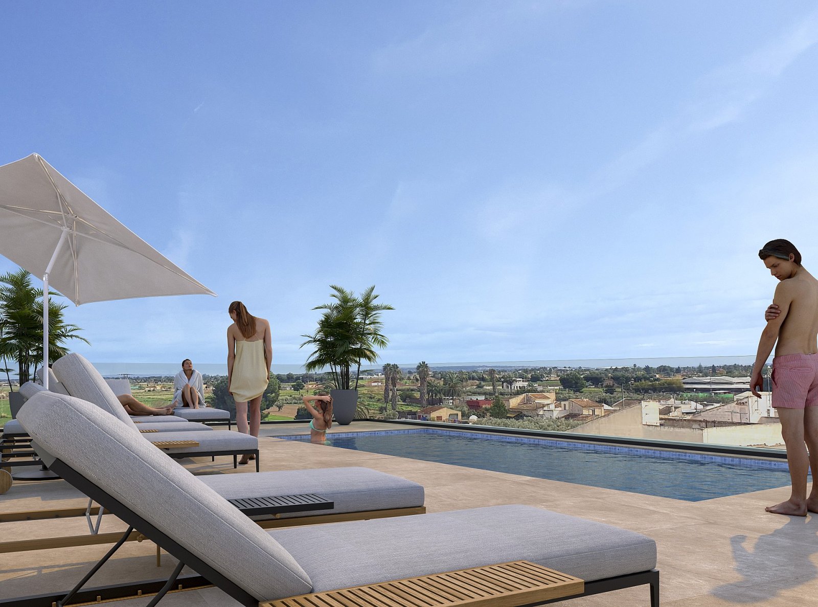 <p>Apartment with terrace provided with 2 Bedrooms and 2 Bathrooms, communal swimming pool and underground parking space. </p><p>The homes feature ...