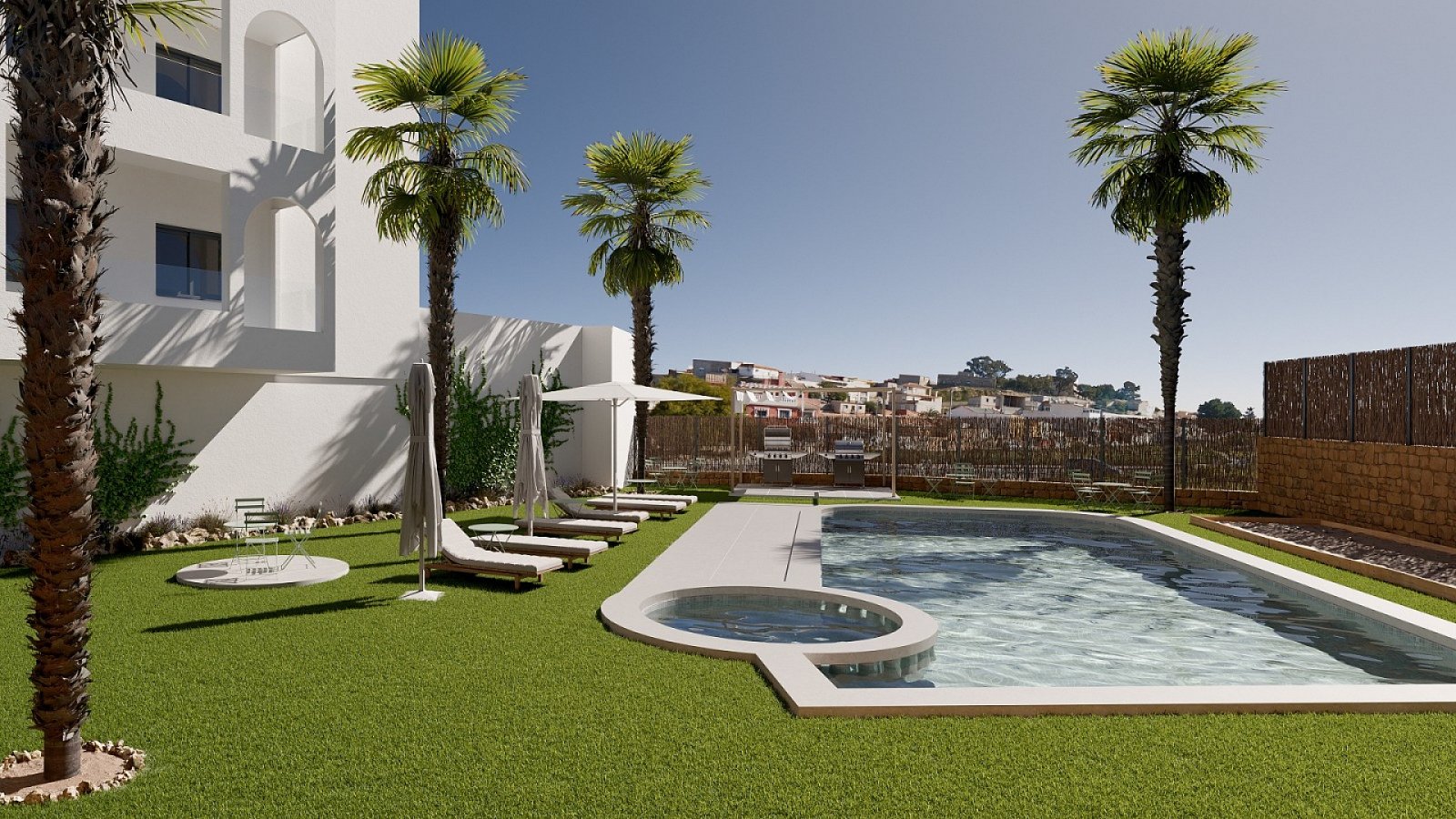 <p>Apartment with garden provided with 2 Bedrooms and 1 Bathrooms, communal swimming pool and underground parking space. </p><p>This new residentia...