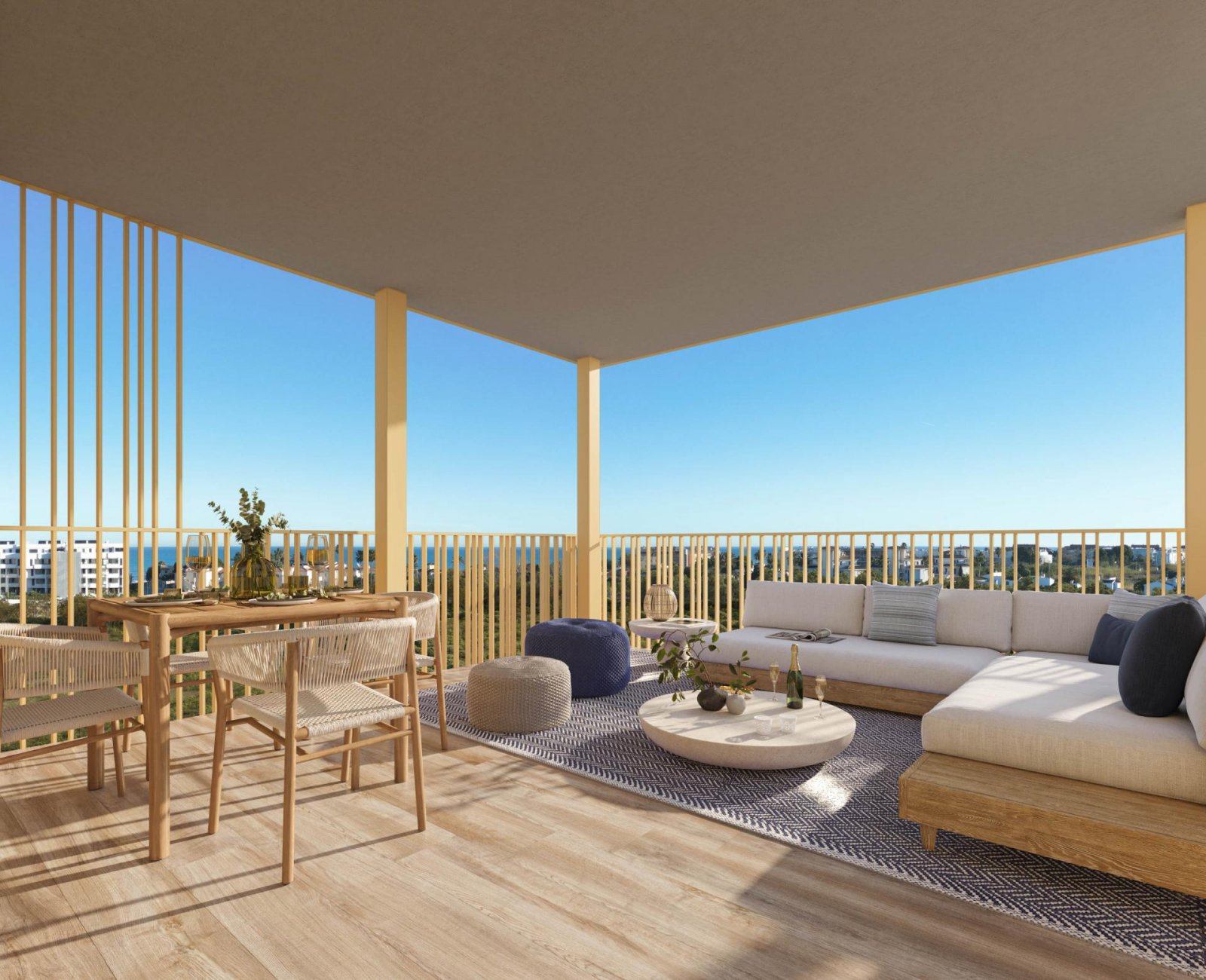 Moderne Wohnung mit Dachterrasse und Meerblick