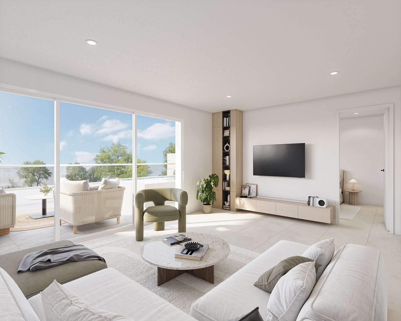 <p>Apartment with garden provided with 3 Bedrooms and 2 Bathrooms, private swimming pool and parking space on own plot. </p><p>Small-scale new cons...