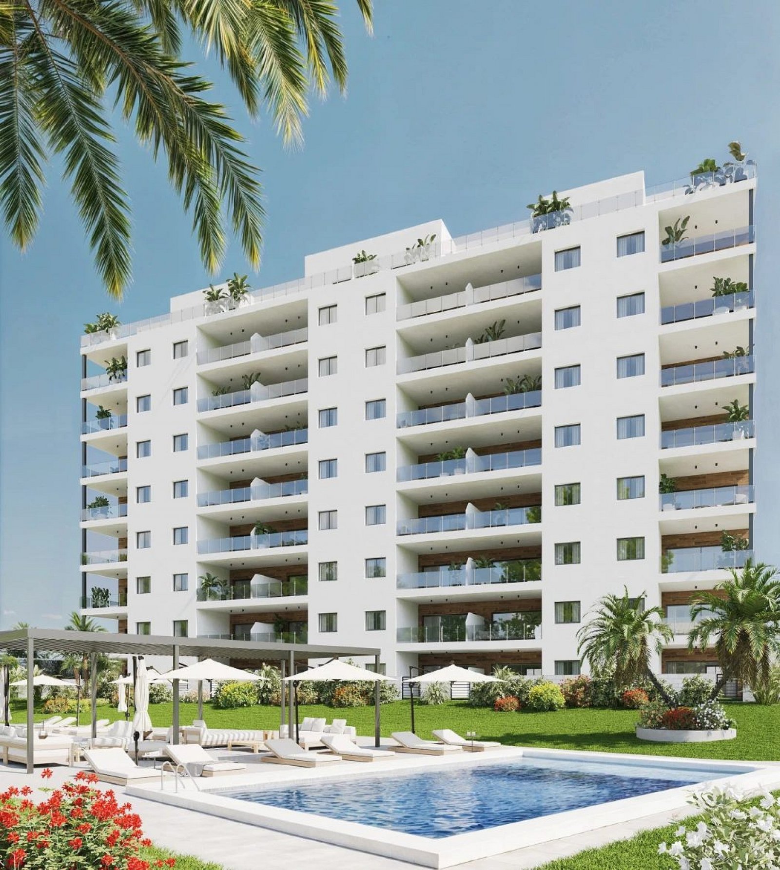<p>Apartments - solarium provided with 2 Bedrooms and 2 Bathrooms, communal swimming pool and parking spot. </p><p>This exclusive new development c...