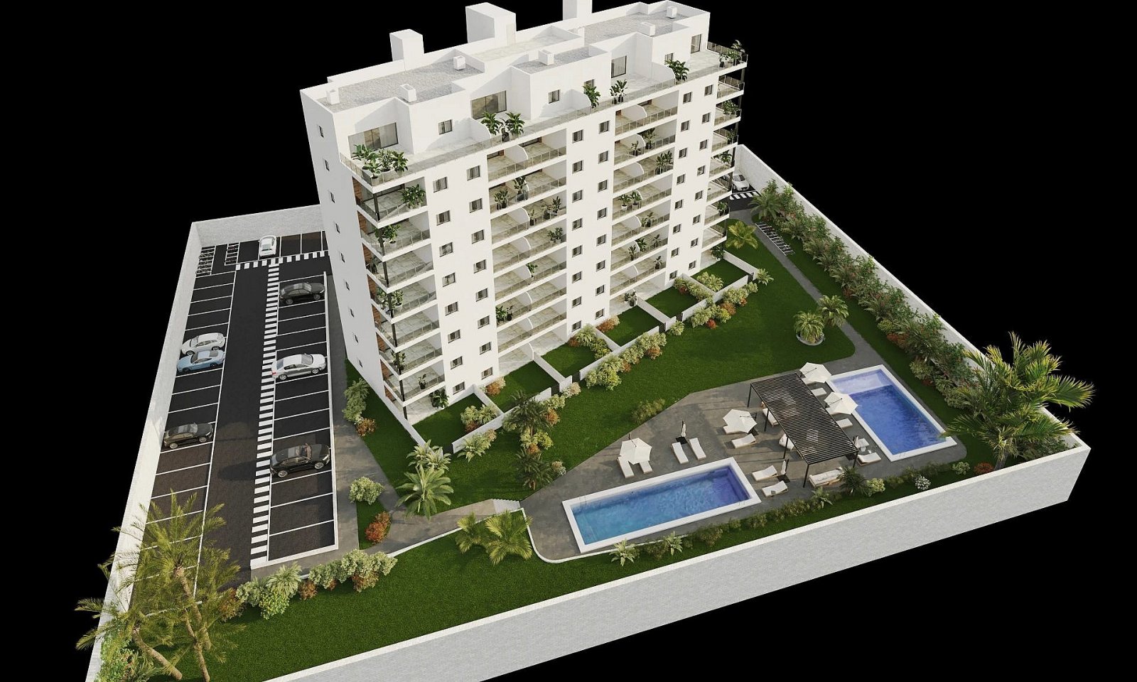 <p>Apartments - solarium provided with 2 Bedrooms and 2 Bathrooms, communal swimming pool and parking spot. </p><p>This exclusive new development c...
