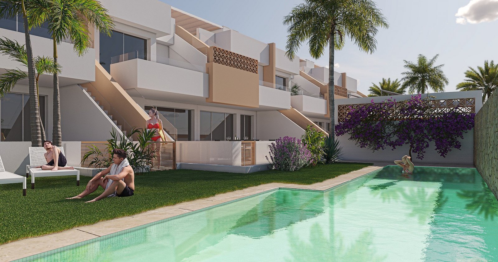 <p>Apartments - solarium provided with 2 Bedrooms and 2 Bathrooms, communal swimming pool and parking spot. </p><p>The area offers both extensive s...