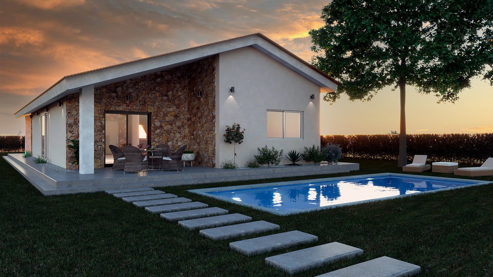 <p>Villa provided with 3 Bedrooms and 2 Bathrooms, private swimming pool and parking space on own plot. </p>