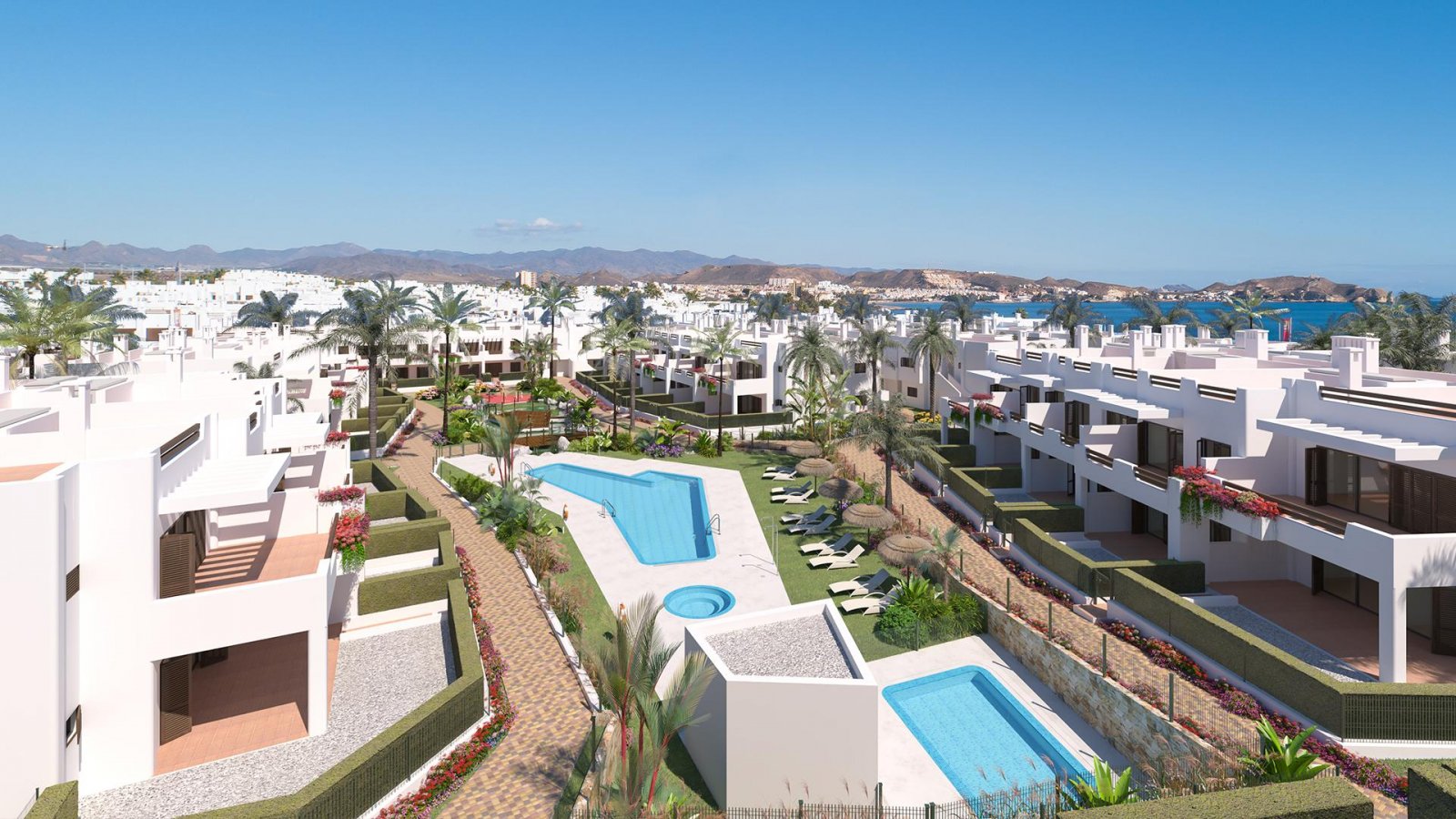 Mediterranes Wohnen mit Pool, Solarium & Panoramablick