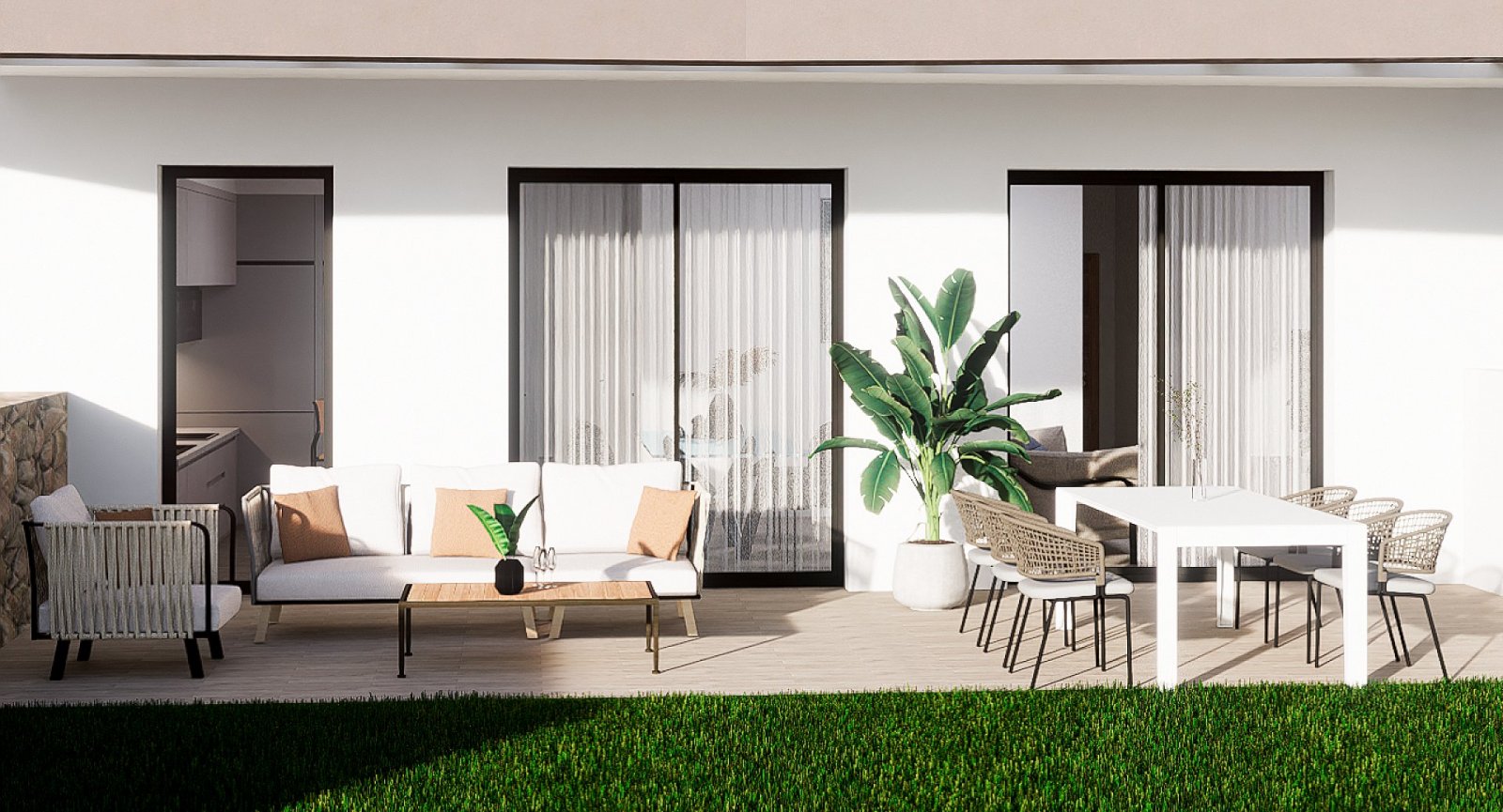 <p>Apartment with garden provided with 3 Bedrooms and 2 Bathrooms, communal swimming pool and private parking space within domain. </p><p>In this v...