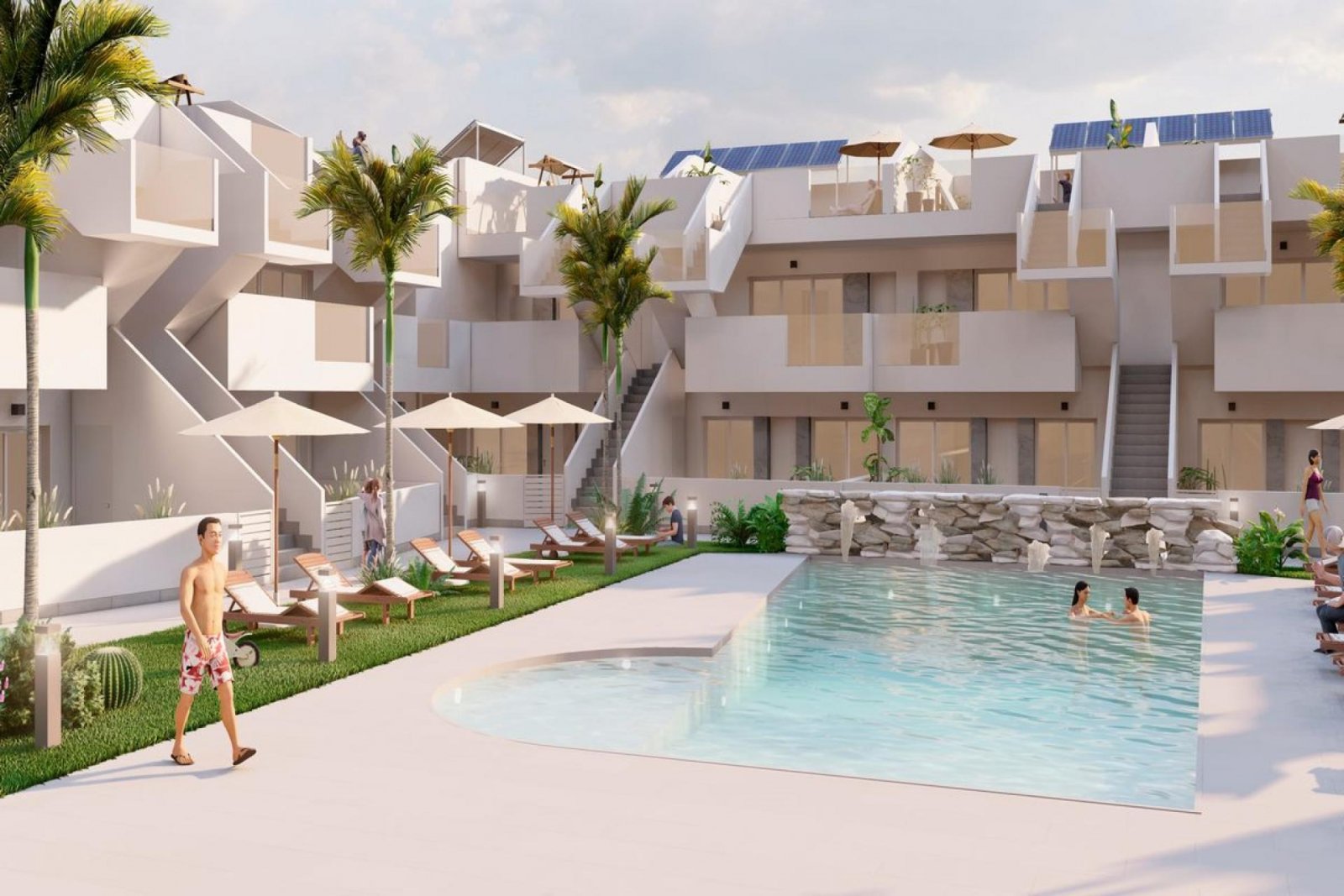 <p>Apartments - solarium provided with 2 Bedrooms and 2 Bathrooms, communal swimming pool and underground parking space. </p>