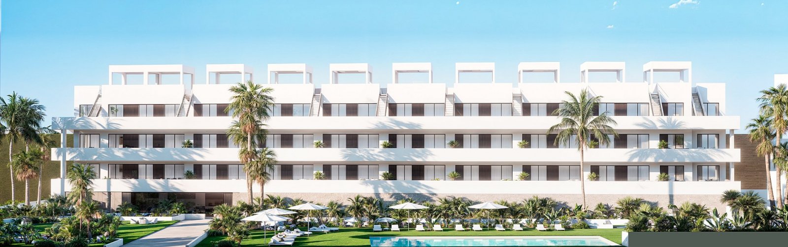 <p>Apartments - solarium provided with 2 Bedrooms and 2 Bathrooms, communal swimming pool and underground parking space. </p><p>The location is ver...