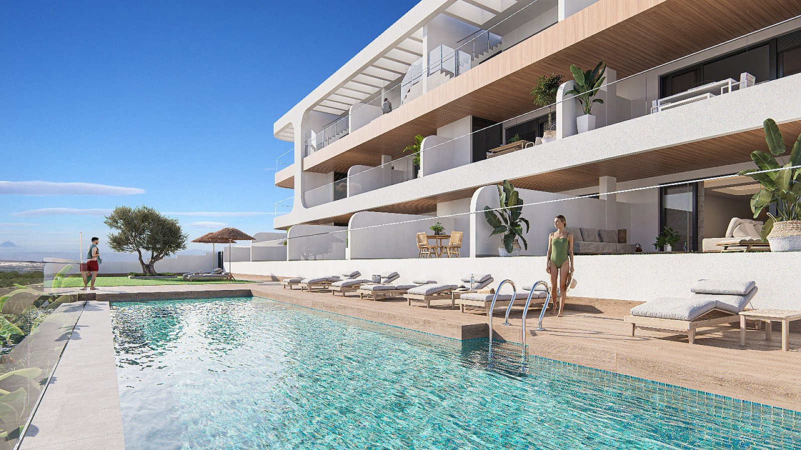<p>Apartments - solarium provided with 3 Bedrooms and 2 Bathrooms, communal swimming pool and underground parking space with storage room. </p>
