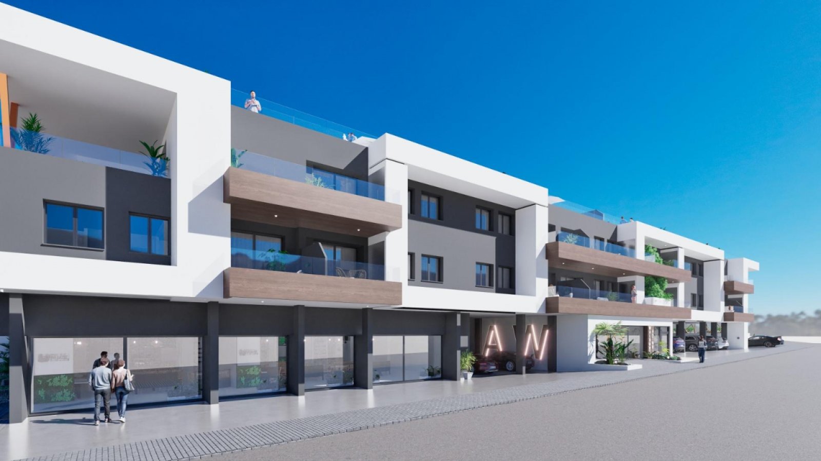 <p>Apartment with terrace provided with 2 Bedrooms and 2 Bathrooms, communal swimming pool and optional underground parking space. </p><p>One of th...