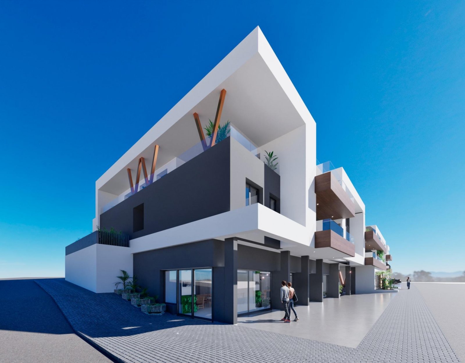 <p>Apartment with terrace provided with 2 Bedrooms and 2 Bathrooms, communal swimming pool and optional underground parking space. </p><p>One of th...