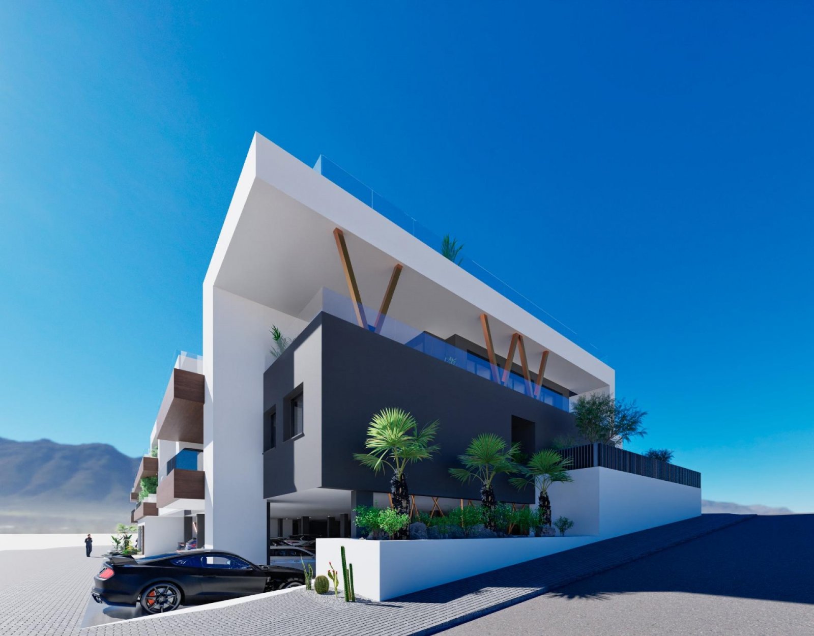 <p>Apartment with terrace provided with 2 Bedrooms and 2 Bathrooms, communal swimming pool and optional underground parking space. </p><p>One of th...