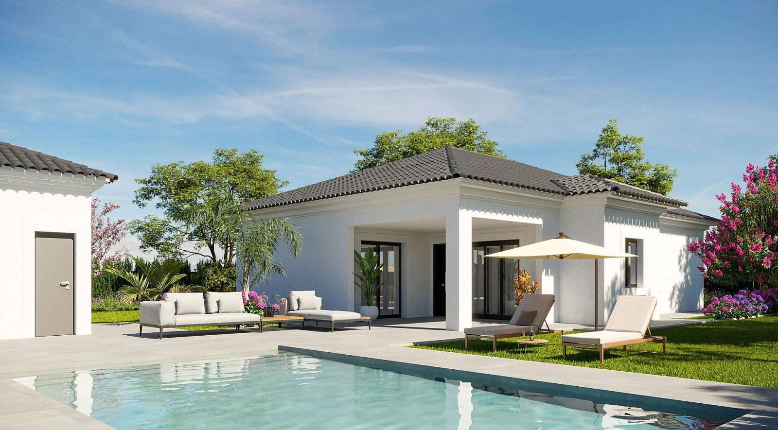 Aspe: <p>Villa provided with 2 Bedrooms and 2 Bathrooms, private swimming pool and parking space on own plot. </p><p>New build Coliseo homes with 2 or 3 ... 
