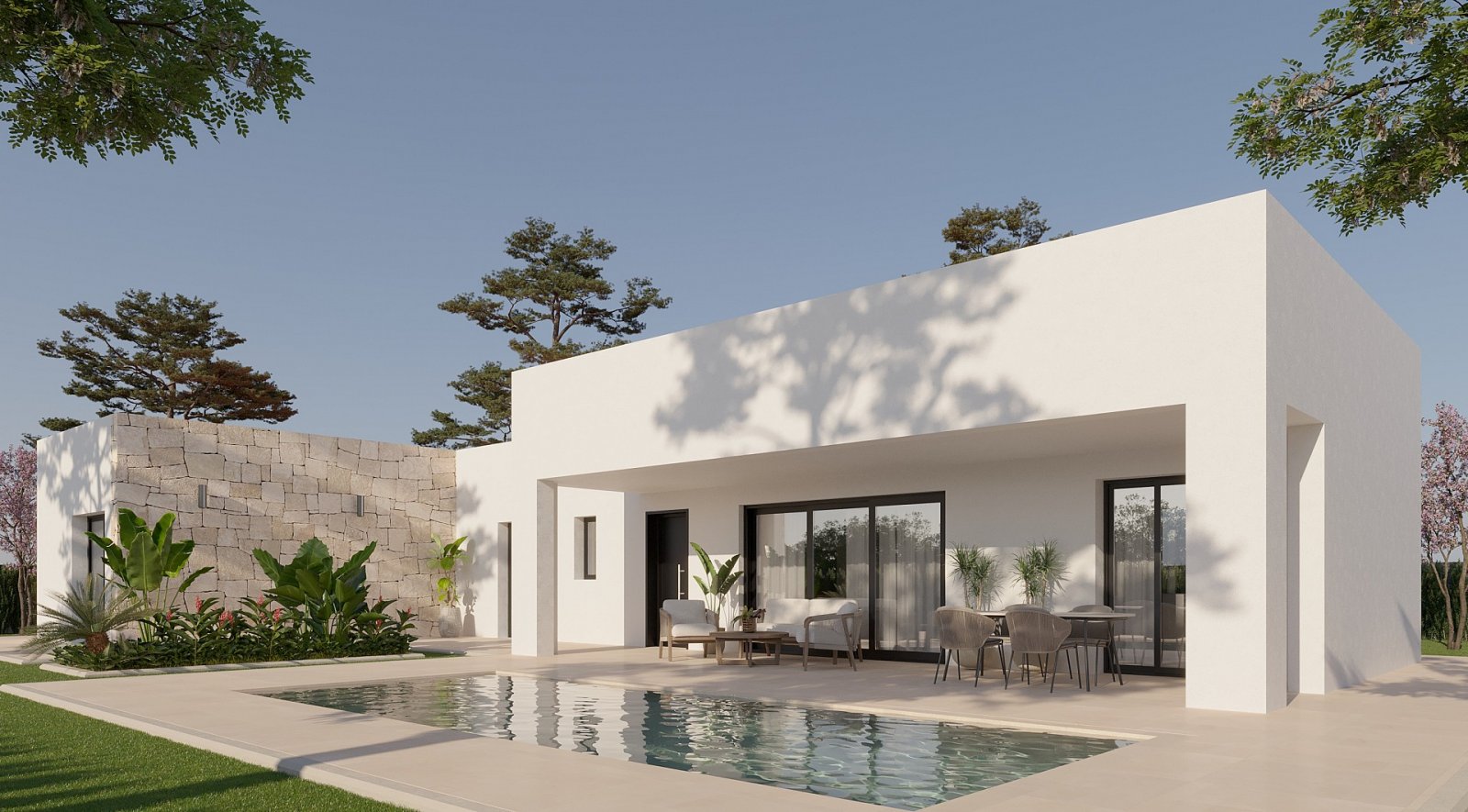 Aspe: <p>Villa provided with 2 Bedrooms and 2 Bathrooms, private swimming pool and parking space on own plot. </p><p>New build Fontana homes with 2 or 3 ... 