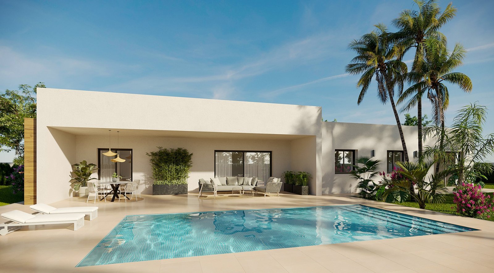 <p>Villa provided with 3 Bedrooms and 2 Bathrooms, private swimming pool and parking space on own plot. </p><p>New build homes Palatino on one leve...