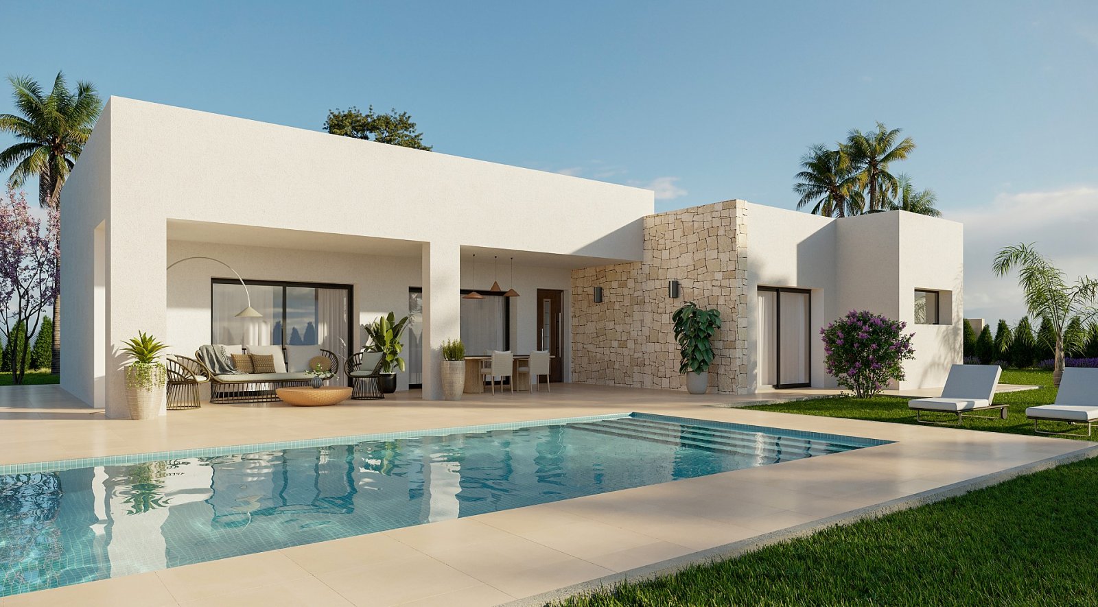 <p>Villa provided with 3 Bedrooms and 3 Bathrooms, private swimming pool and parking space on own plot. </p><p>New build homes Plaza with 2 or 3 be...