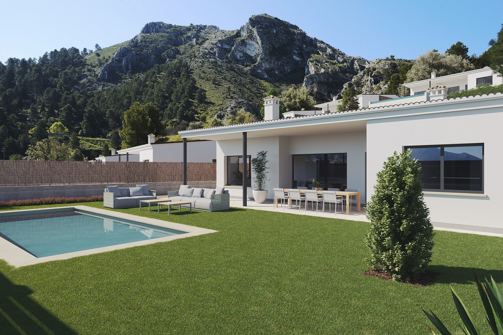 Penaguila: Moderne Villa mit Pool und traumhaftem Bergpanorama 