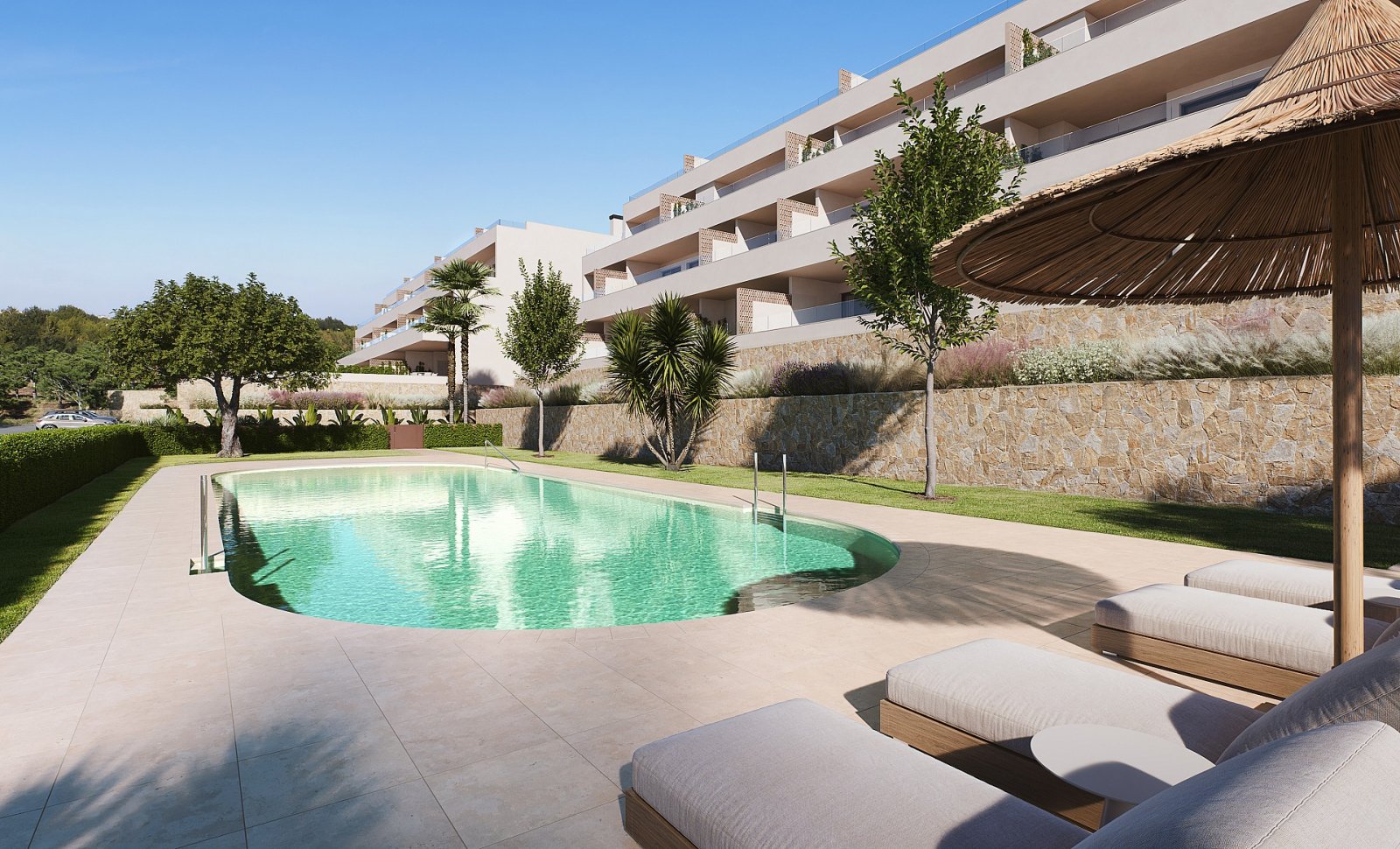 <p>Apartments - solarium provided with 3 Bedrooms and 2 Bathrooms, communal swimming pool and underground parking space with storage room. </p><p>T...
