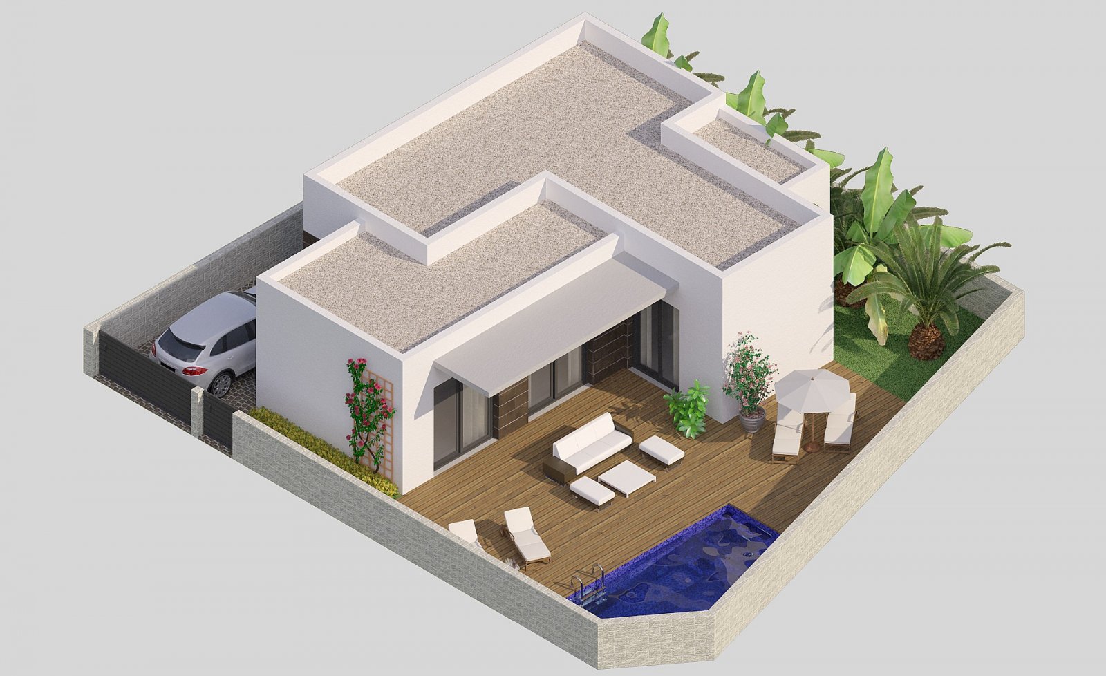 <p>Villa provided with 2 Bedrooms and 2 Bathrooms, private swimming pool and parking space on own plot. </p>
