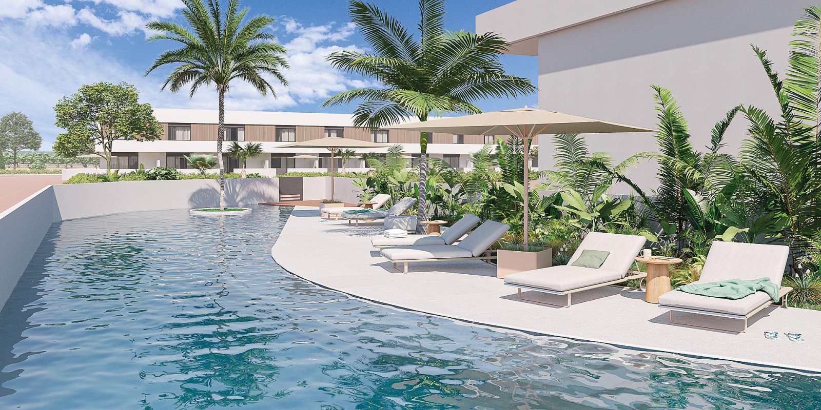 <p>Terraced villa provided with 3 Bedrooms and 2 Bathrooms, communal swimming pool and parking space on own plot. </p><p>Exclusive new development ...