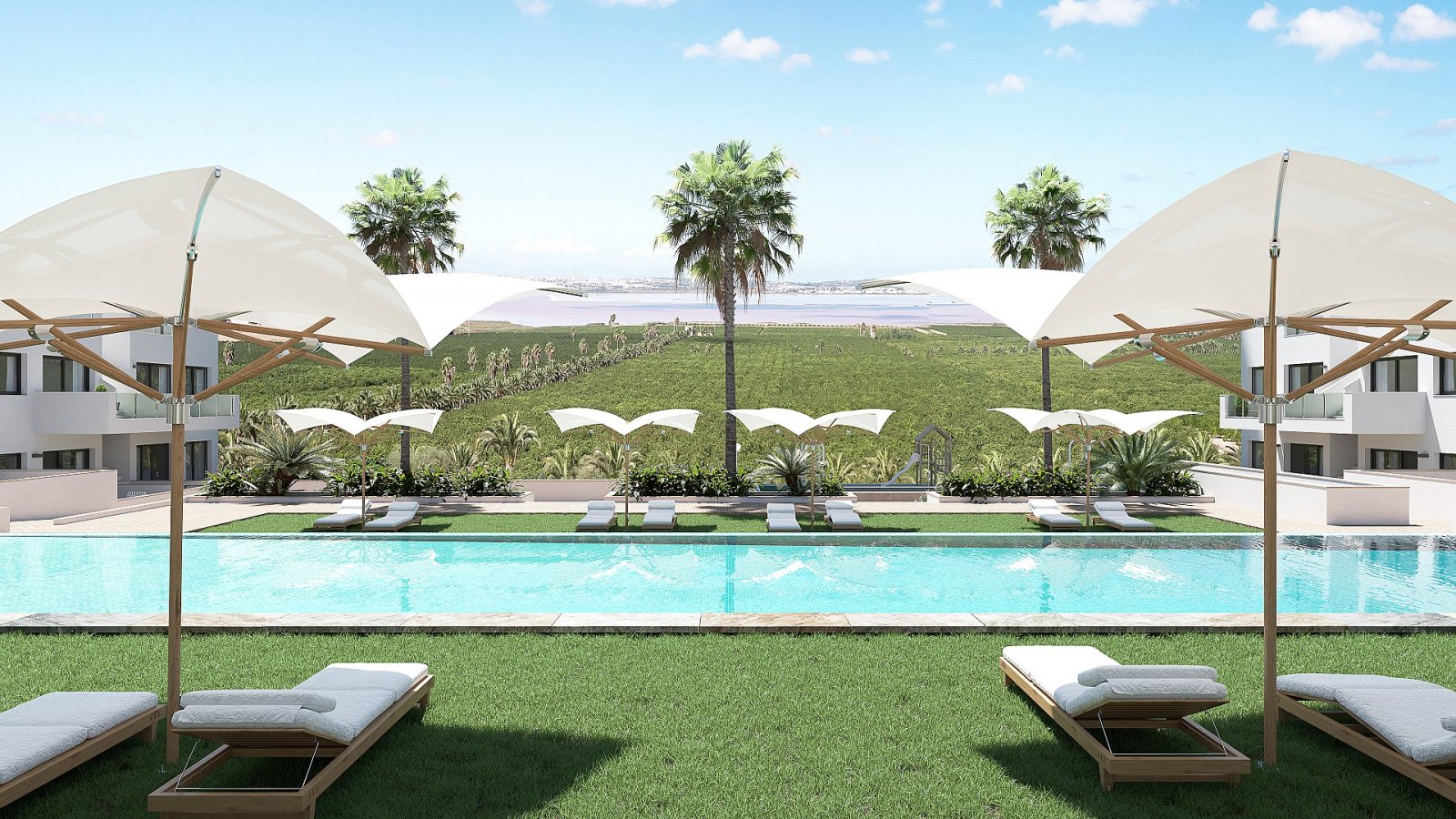 Apartment mit Solarium, Pool und Lagunenblick