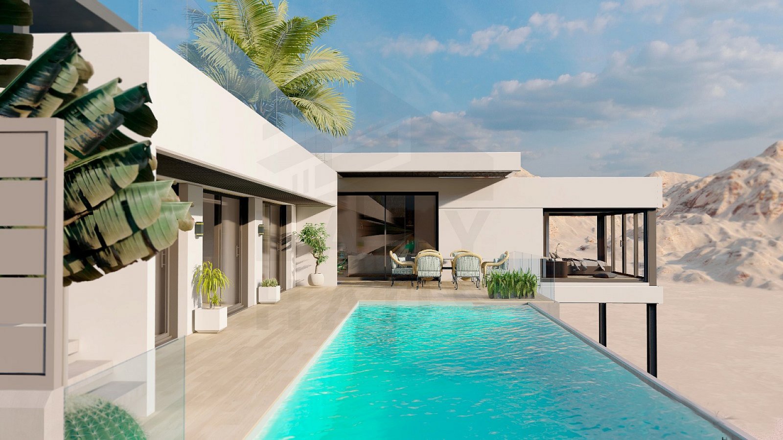 <p>Villa provided with 4 Bedrooms and 4 Bathrooms, heated swimming pool and parking space on own plot. </p><p>Located on the second line of the pre...