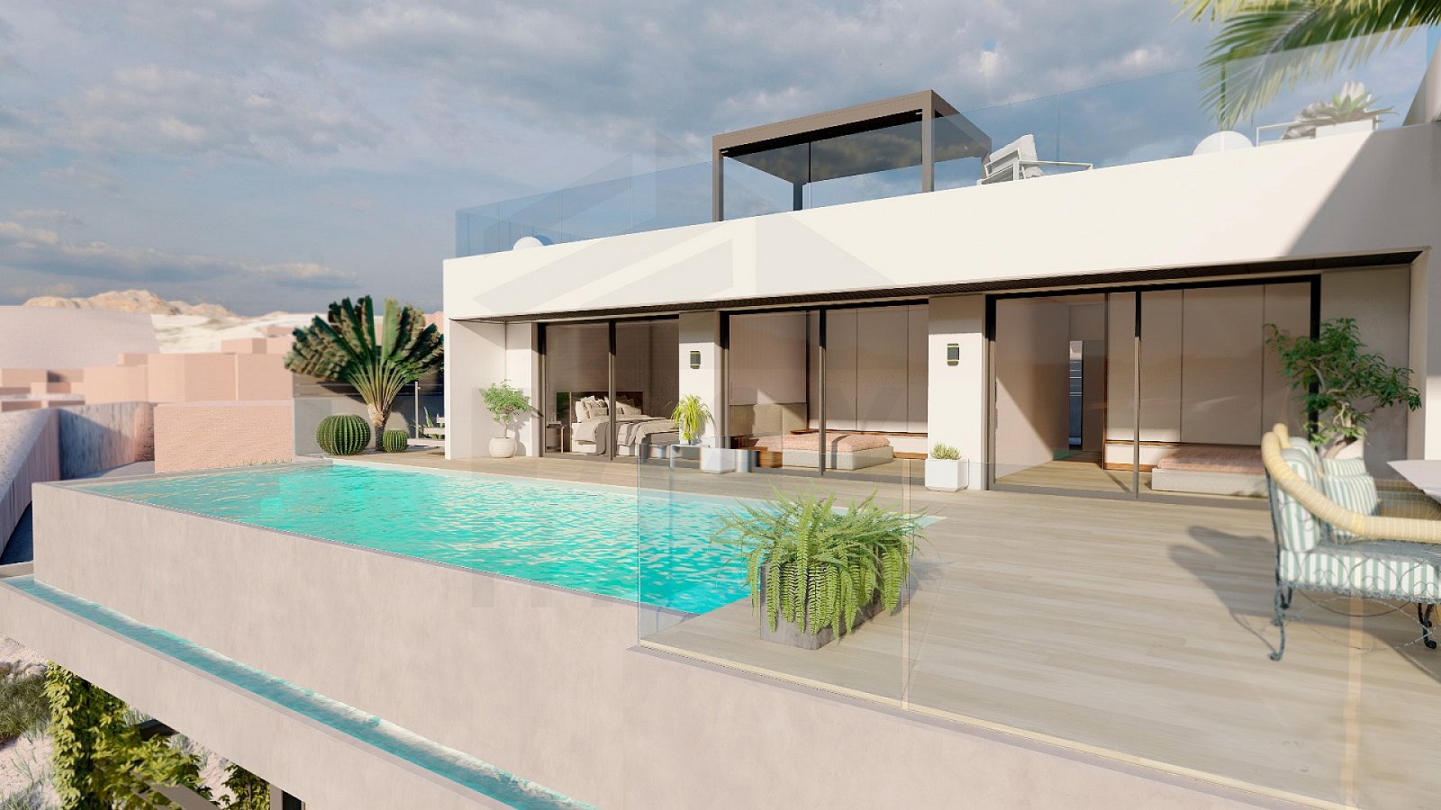 <p>Villa provided with 4 Bedrooms and 4 Bathrooms, heated swimming pool and parking space on own plot. </p><p>Located on the second line of the pre...