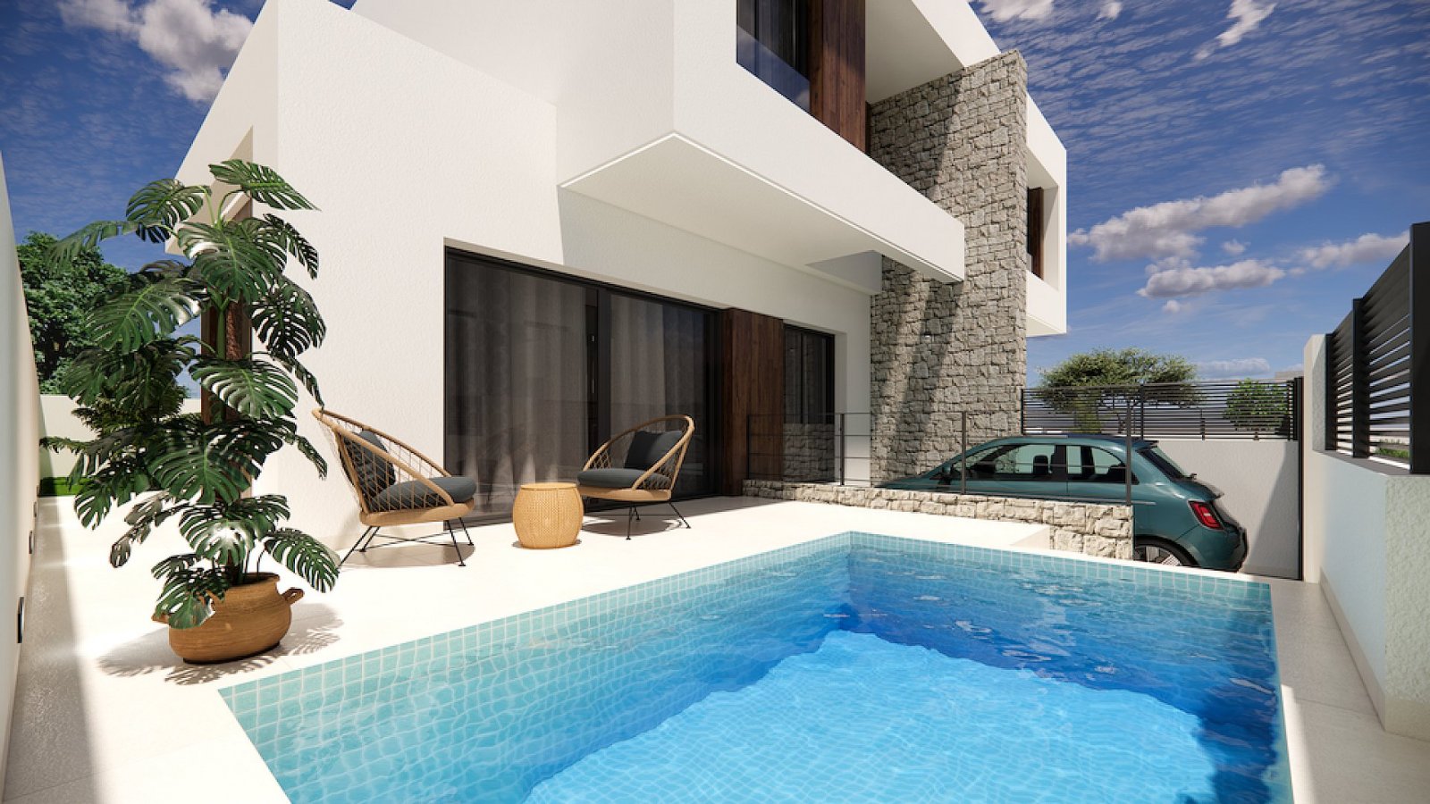 <p>Terraced villa provided with 3 Bedrooms and 3 Bathrooms, private swimming pool and parking space on own plot. </p><p>Small-scale complex with 8 ...