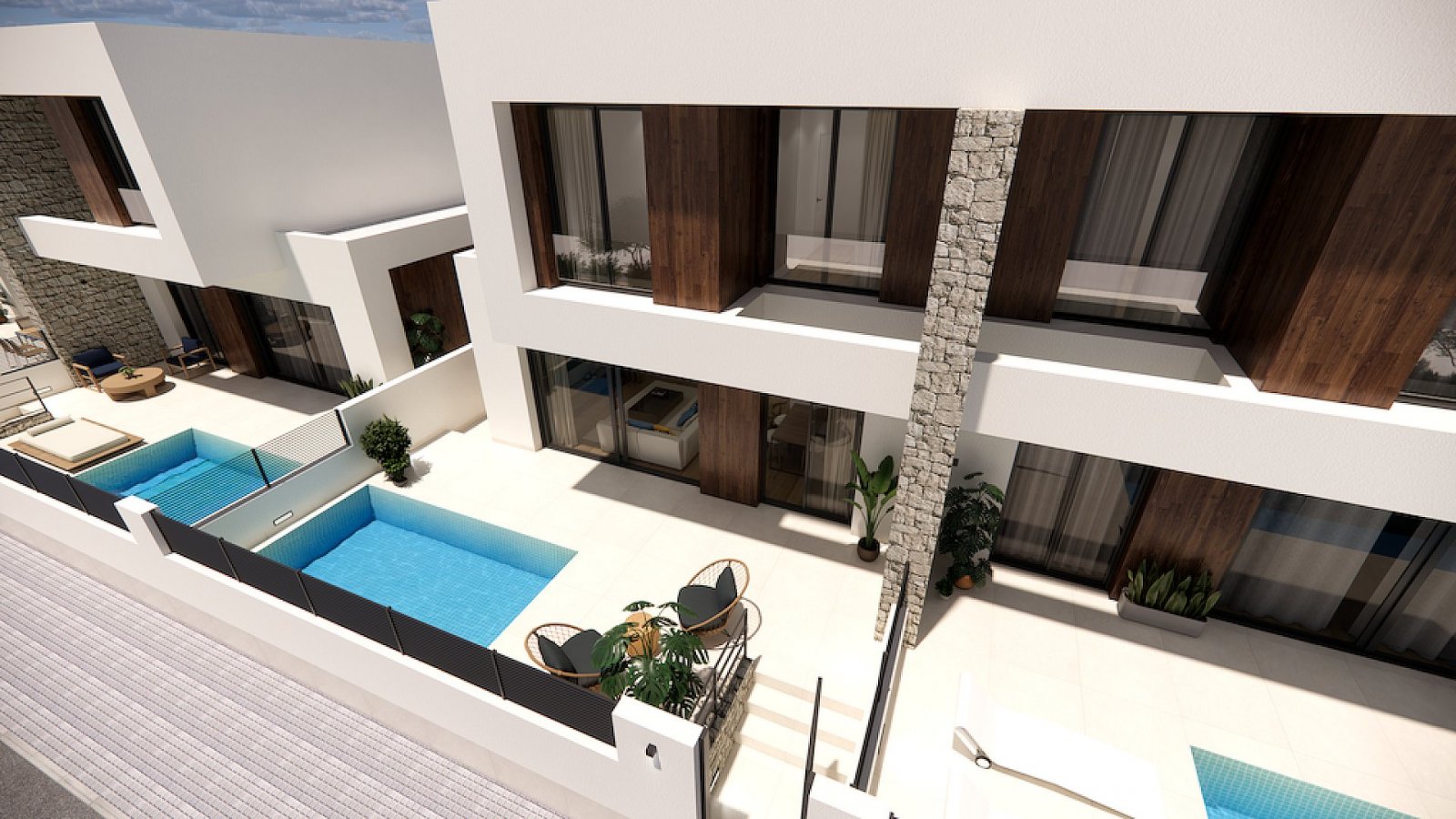 <p>Terraced villa provided with 3 Bedrooms and 3 Bathrooms, private swimming pool and parking space on own plot. </p><p>Small-scale complex with 8 ...