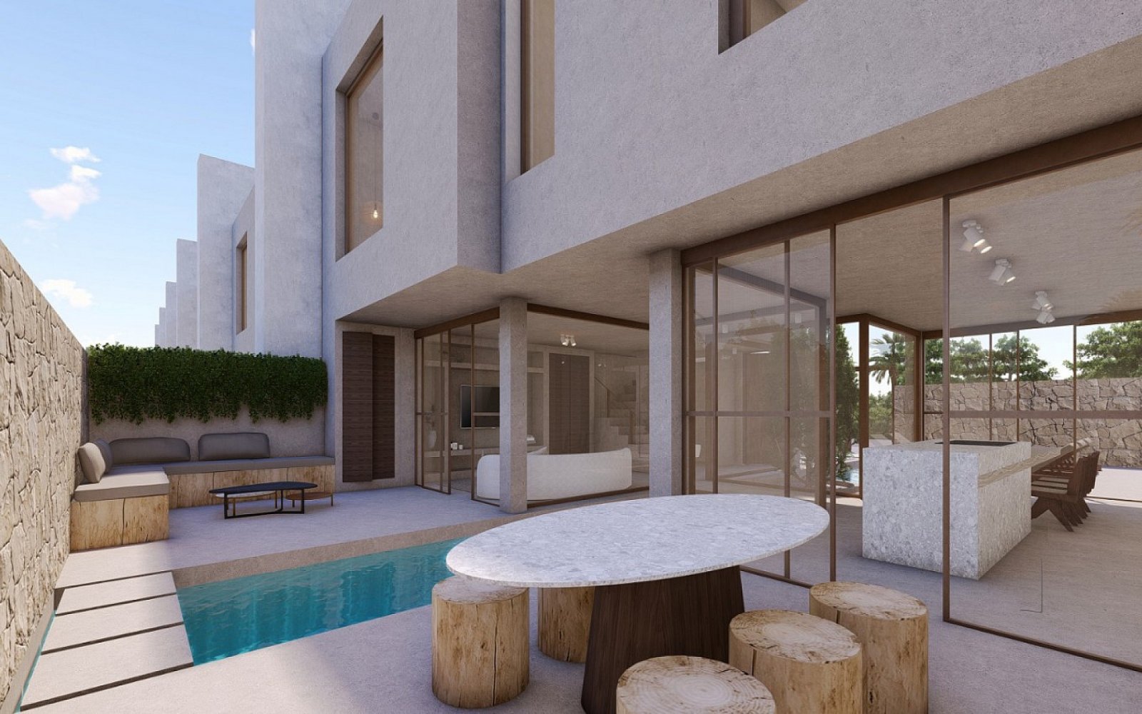 <p>Terraced villa provided with 3 Bedrooms and 2 Bathrooms, private swimming pool and parking space on own plot. </p><p>Homes designed in a stylish...