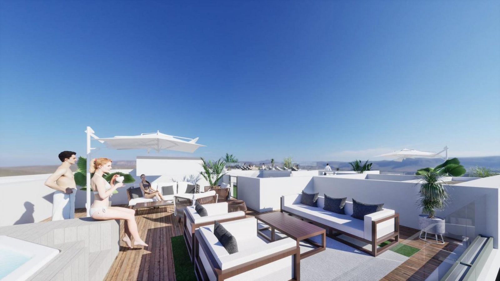 <p>Apartment with terrace provided with 2 Bedrooms and 2 Bathrooms, communal swimming pool and private garage. </p><p>Complex with a total of 34 ap...