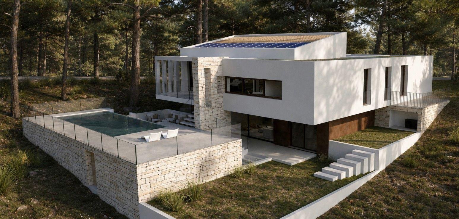 A luxury modern design villa, just 750 m from the beachThis stunning chalet/villa stands as a contemporary retreat, offering a perfect balance betw...