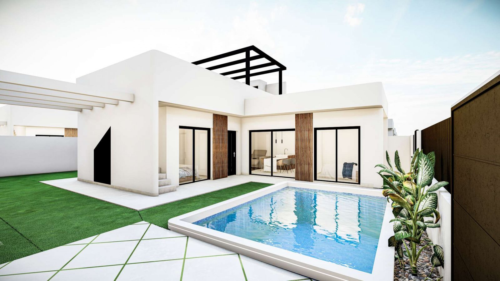 Moderne ebenerdige Luxusvilla mit Pool