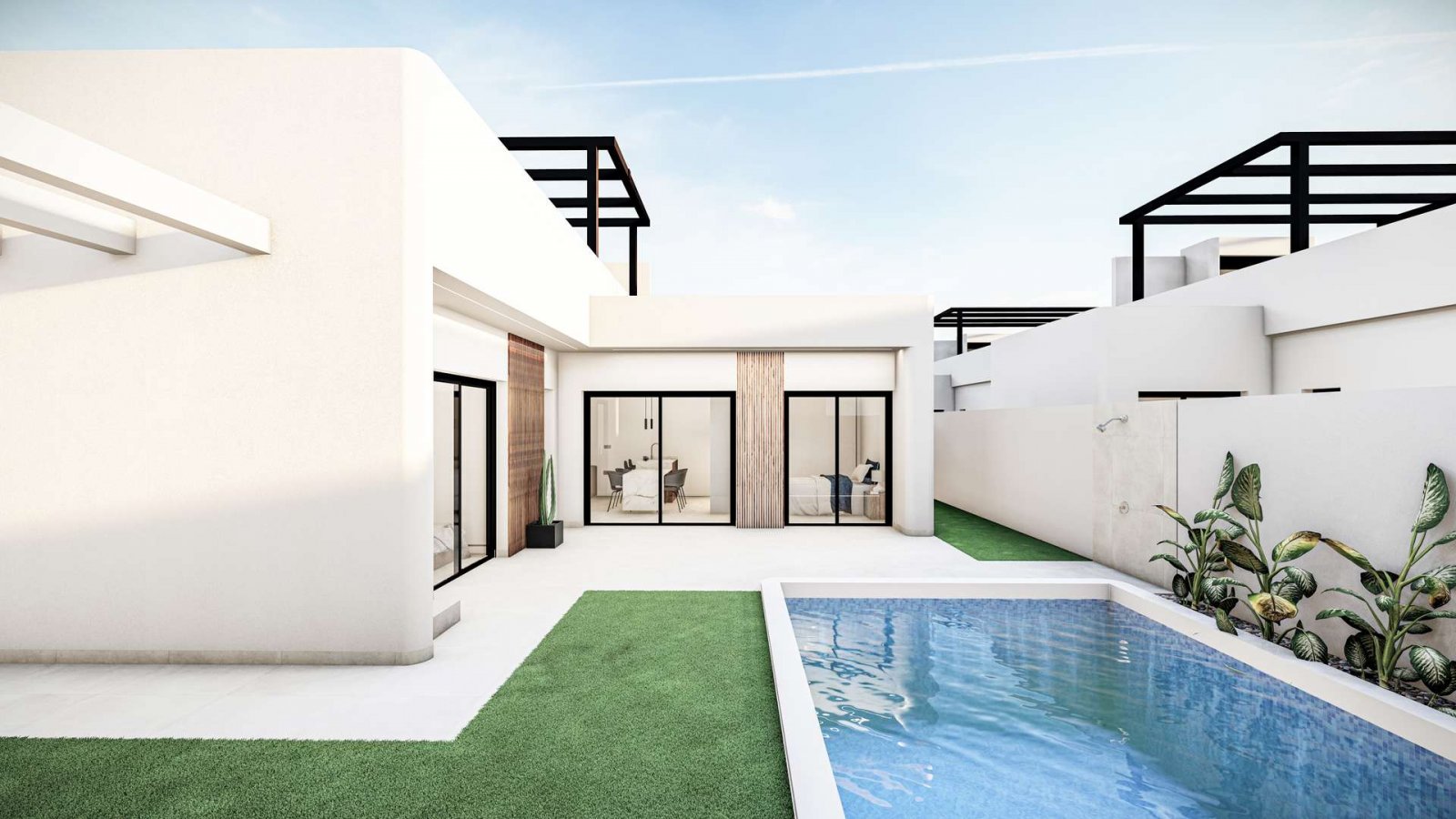Moderne ebenerdige Luxusvilla mit Pool