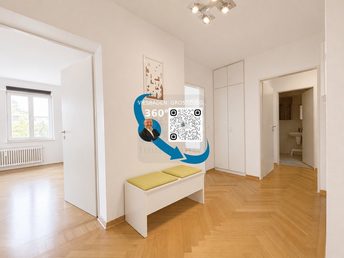 WIESBADEN: BRIGHT 3-ROOM APARTMENT IN THE CENTER WITH BALCONY AND PARKING SPACE